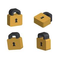 four different padlocks on a white background vector