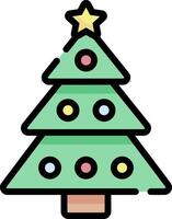 Christmas Tree Icons with Color and Outline - Festive Holiday Designs vector