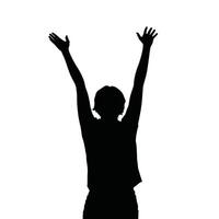 Silhouette of a woman with her hands up vector