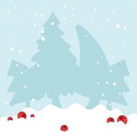 Snowy forest with Christmas tree shadows, vector