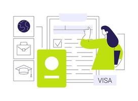 Fill in visa application form abstract concept illustration. vector