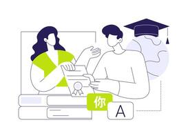 Get language certificate abstract concept illustration. vector