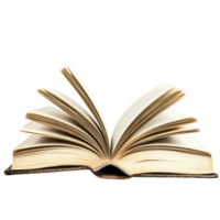An open book with pages turning, against a transparent background png