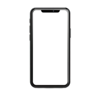 Front view of a blank smartphone mockup isolated on a transparent background png