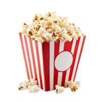Cinematic photograph of an open popcorn box on a transparent background png