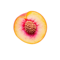 Dive into the juicy peach, with its rich color and sweet texture, isolated on a transparent background png