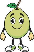 a cartoon green pear character with arms and legs vector