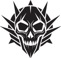 skull with spikes on the head, black and white vector