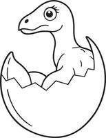 a dinosaur hatching from an egg coloring page vector