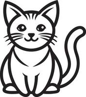 a black and white drawing of a cat vector