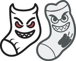 two socks with devil faces and teeth vector