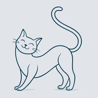 a cat is standing and smiling in a line drawing vector