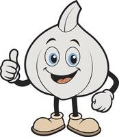 a cartoon garlic character giving a thumbs up vector
