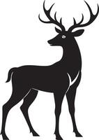 a black silhouette of a deer standing on a white background vector