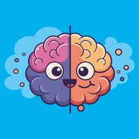 two brain halves with different colors vector