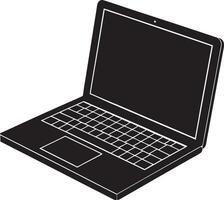 a black and white illustration of a laptop computer vector