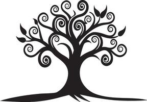 a stylized tree with swirls on it vector