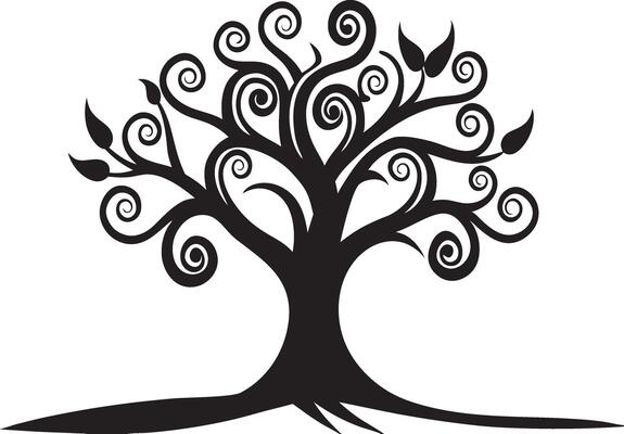 a stylized tree with swirls on it
