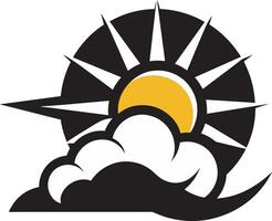 the sun is in the clouds and the clouds are black and white vector