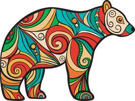 a colorful bear with a patterned design vector