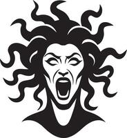 medusa head with open mouth and open eyes vector
