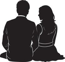 silhouette of a couple sitting on the floor vector