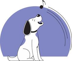 a dog is singing a song with a musical note vector