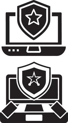 laptop and shield icon illustration