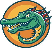 an alligator head with a long tail and sharp teeth vector
