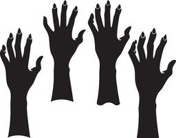 three hands with long nails and claws vector
