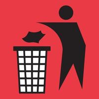Trash bin or trash can with human figure symbo vector