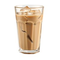 An iced coffee in a glass with ice cubes png