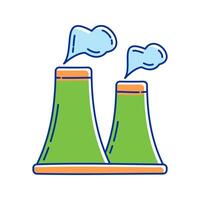 Pollution Factory Icon Illustration with bright colour palette in doodle style Ideal for environmental awareness and green projects designs. vector