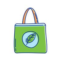Eco Tote Bag Icon Illustration with bright colour palette in doodle style Ideal for environmental awareness and green projects designs. vector