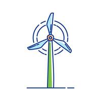 Wind Turbine Icon Illustration with bright colour palette in doodle style Ideal for environmental awareness and green projects designs. vector