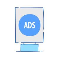 Billboard Icon Doodle Illustration, soft colour palette in Hand drawn style. Perfect for marketing, branding, or advertising projects. vector