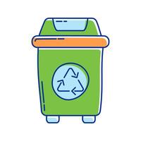 Recycling Bin Icon Illustration with bright colour palette in doodle style Ideal for environmental awareness and green projects designs. vector