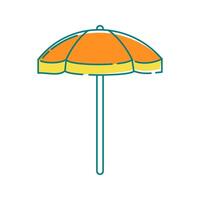 Beach Umbrella Icon Illustration with bright colour palette in doodle style Ideal for Vacation, hobby and leasure themed designs. vector