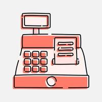 Cash register Doodle Icon Illustration, soft colour palette in Hand drawn style. Perfect for promoting holiday sales and shopping events. vector