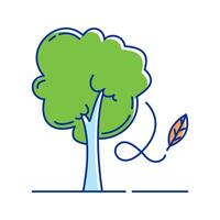 Green Tree Icon Illustration with bright colour palette in doodle style Ideal for environmental awareness and green projects designs. vector