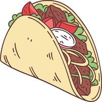 A taco with meat and vegetables on a white background vector