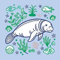 Manatee illustration by jason klein vector