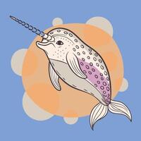 A narwhal with a unicorn horn on its head vector
