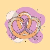 A drawing of a pretzel on a yellow background vector