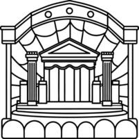 Coloring page of a theater with columns and pillars vector