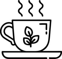 A cup of tea with leaves on it vector