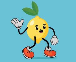 Adorable Lemon Mascot Cartoon Character with Happy Expression in Cute Cartoon Style or Fruit Tropical Summer Concept vector