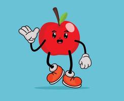 Apple Fruit Mascot in Flat Cute Cartoon Style or Fruit Tropical Summer Concept vector