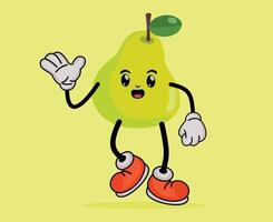 Pear Fruit Cartoon or Mascot Pear Fruit in Flat Cute Cartoon Style vector