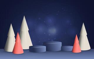 simple product stands, Christmas display. on a dark background vector
